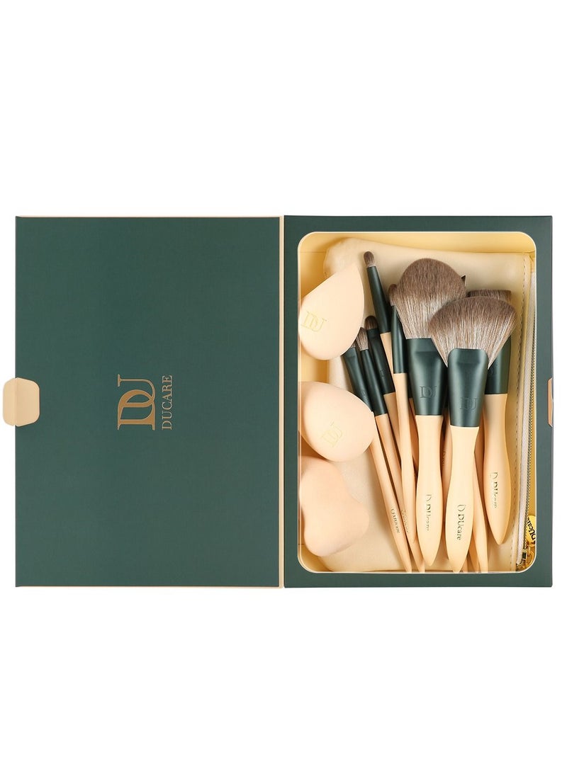 Makeup Brushes 14Pcs with 3Pcs Makeup Spongs & Cosmetic Bag - Lime Mojito Series Professional Kabuki Foundation Blending Brush Face Powder Blush Concealers Eye Shadows - pzsku/Z03334A853447B9DF019BZ/45/_/1691484851/4092713b-046f-4037-b8ca-b76b06f5f5f6