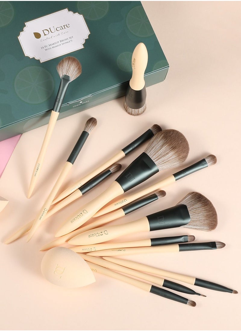 Makeup Brushes 14Pcs with 3Pcs Makeup Spongs & Cosmetic Bag - Lime Mojito Series Professional Kabuki Foundation Blending Brush Face Powder Blush Concealers Eye Shadows - pzsku/Z03334A853447B9DF019BZ/45/_/1691484860/8a91f2a6-f699-4388-8bd8-3a8feb874630