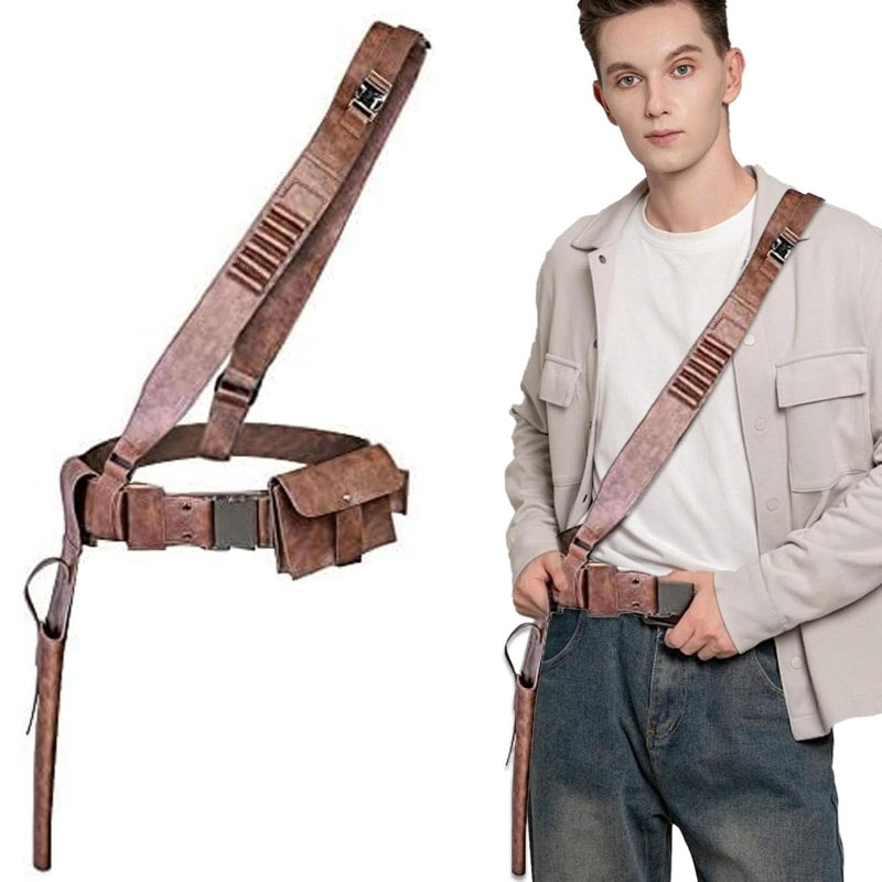 PTAHAN Men's Cosplay Leather Armor Belt - Medieval Renaissance Costume Accessories, Adjustable Role Play Gear for Halloween - Image 3