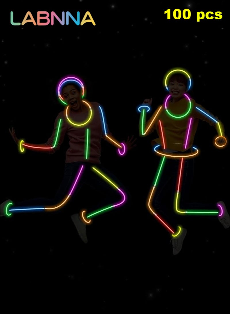 LABNNA 100 Pcs Glow Sticks Bulk Party Pack,8 Colors Glow in the Dark Party Supplies with Glow Bracelets Necklaces,New Years Eve Party Supplies Decorations,Light Up Favors Glow Sticks Party Favors for Kids Adults - Image 5