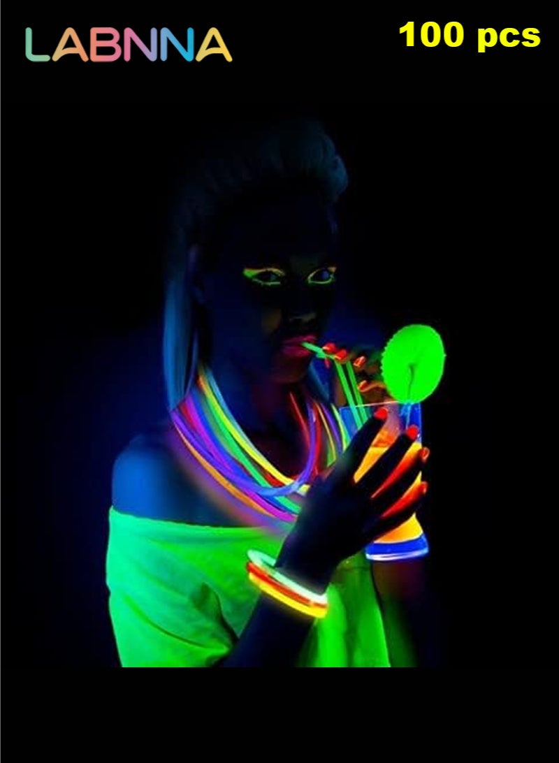 LABNNA 100 Pcs Glow Sticks Bulk Party Pack,8 Colors Glow in the Dark Party Supplies with Glow Bracelets Necklaces,New Years Eve Party Supplies Decorations,Light Up Favors Glow Sticks Party Favors for Kids Adults - Image 4