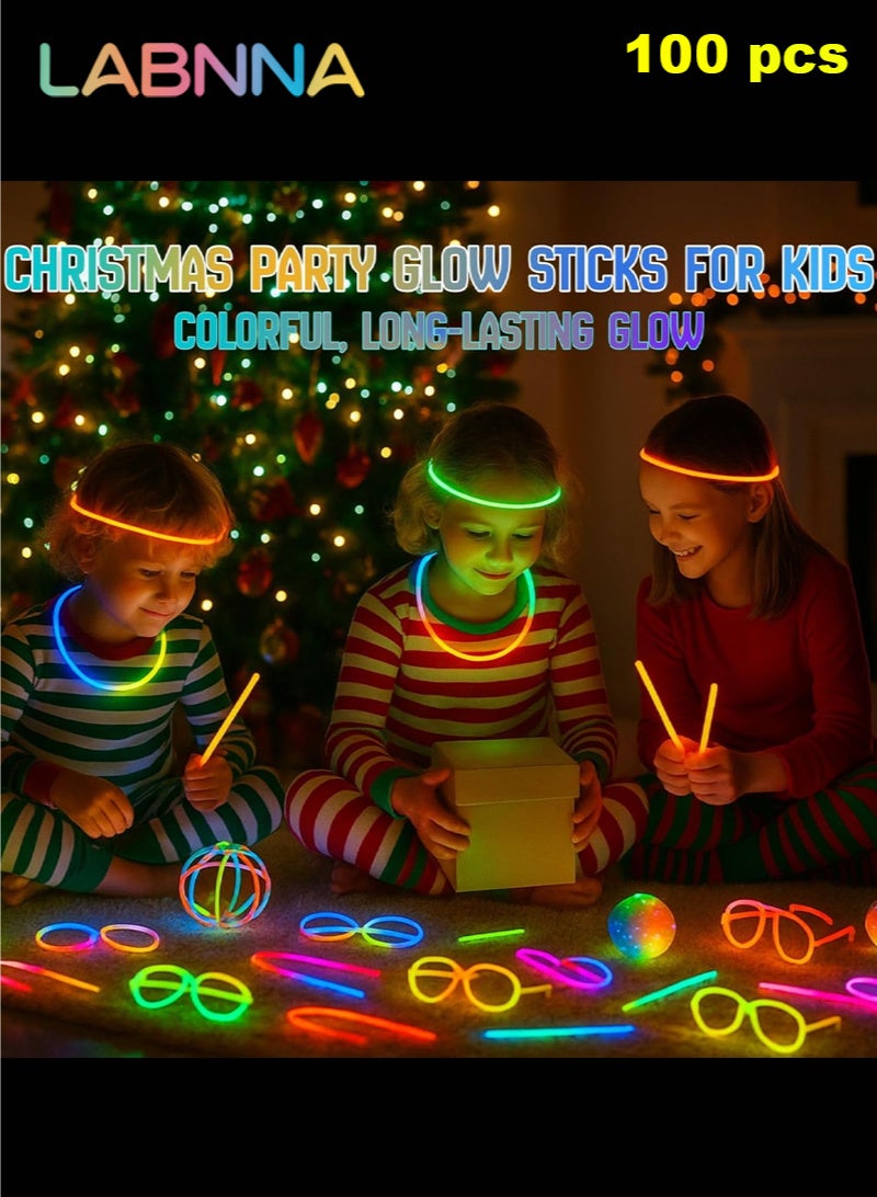 LABNNA 100 Pcs Glow Sticks Bulk Party Pack,8 Colors Glow in the Dark Party Supplies with Glow Bracelets Necklaces,New Years Eve Party Supplies Decorations,Light Up Favors Glow Sticks Party Favors for Kids Adults - Image 2