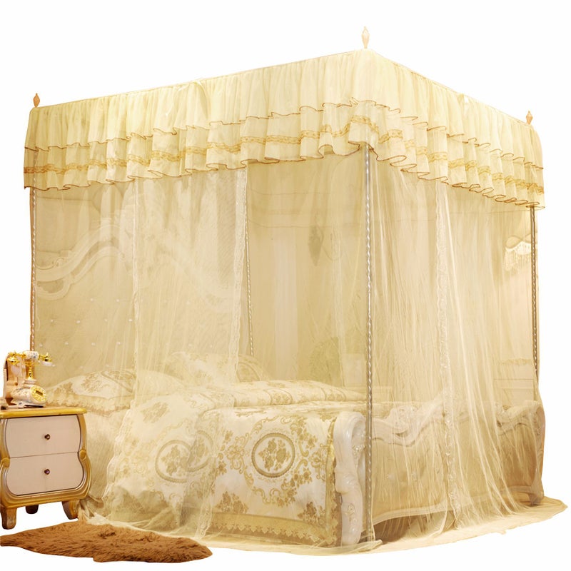Three-Door Floor-Standing Palace Mosquito Net 1.35M1.5M 1.8M Encrypted Gauze Net Celebrity Mosquito Net Princess Style - Image 1