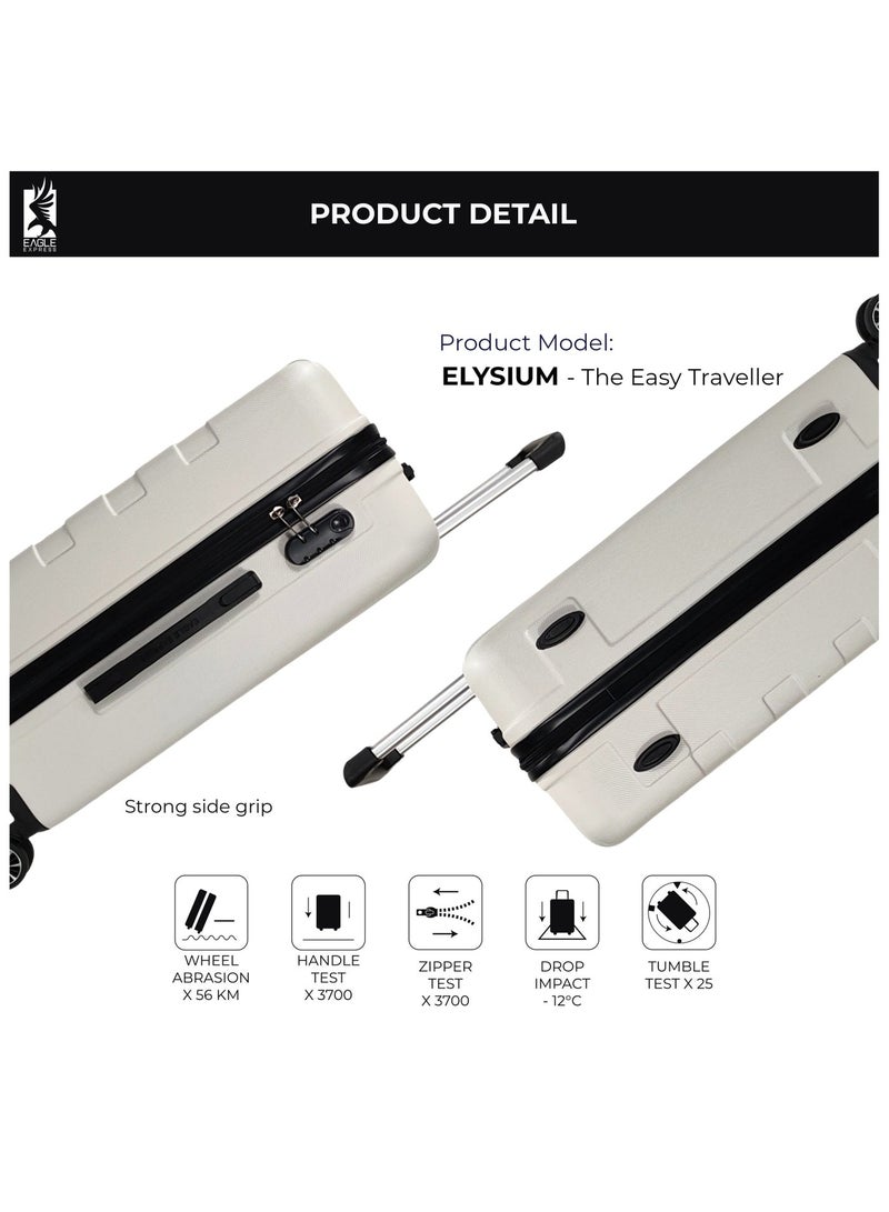 ايجل اكسبريس طقم حقائب سفر إيجل إكسبريس إليسيوم بعجلات وهيكل صلب ABS بمقاسات 20، 24، 28 بوصة، تصميم خفيف الوزن ومتينة للسفر – أبيض - Image 4