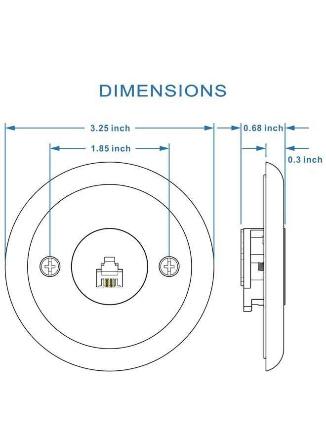 NECABLES Phone Jack Cover Plate Round Telephone Wall Jack 4 Screw Terminals to RJ11 6P4C Female White - Image 4