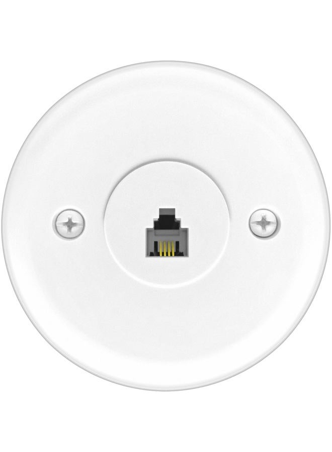 NECABLES Phone Jack Cover Plate Round Telephone Wall Jack 4 Screw Terminals to RJ11 6P4C Female White - Image 1