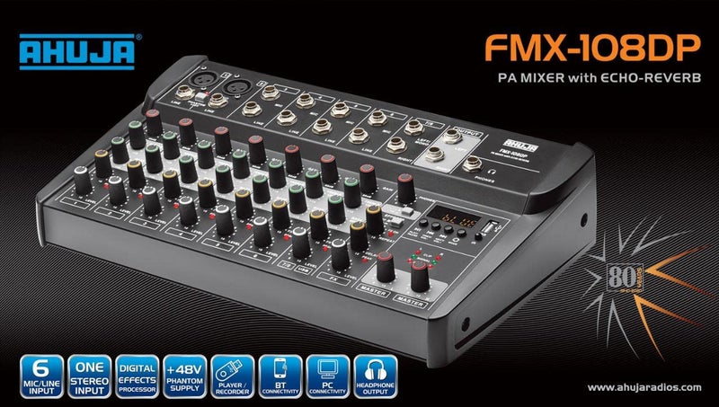 Ahuja FMX-108DP PA 8 Channel mixer With built-in MP3 Player & Digital Effects - Image 2