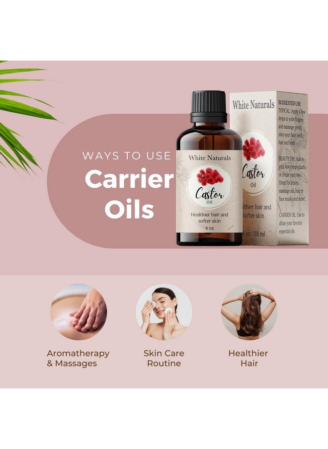 White Naturals - Organic Castor Oil, 100% Pure Natural, Cold Pressed for Essential Oils Mixing Natural Dry Skin Moisturizer Body & Face, Eyelash Caster Oil, Eyelashes Eyebrows Lash & Hair Growth Serum 4oz - Image 1