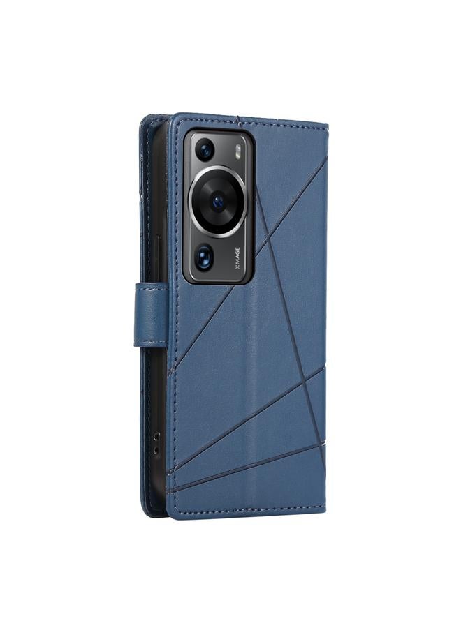 Zaboon Case For Huawei P60 Pro PU Genuine Leather Texture Embossed Line Phone Case - Image 3