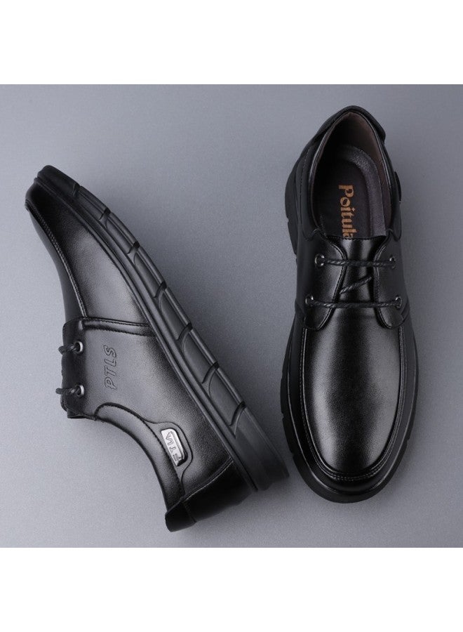 Poitulas Men's Lace-up Round Toe Business Casual Shoes, Fashionable Versatile Wear-resistant Formal Shoes For Men, 7199 Black, Size 42 - Image 4