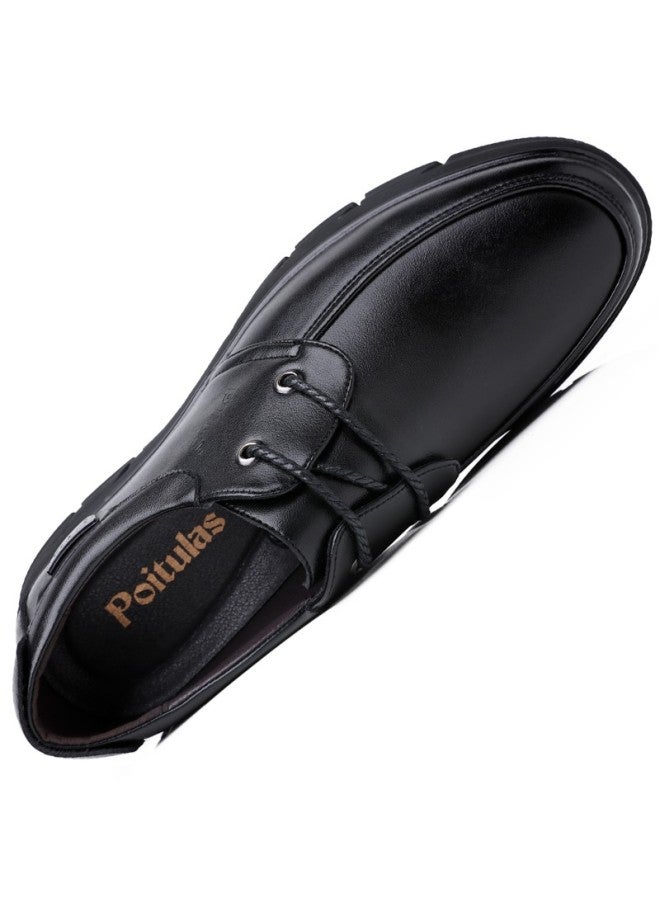 Poitulas Men's Lace-up Round Toe Business Casual Shoes, Fashionable Versatile Wear-resistant Formal Shoes For Men, 7199 Black, Size 42 - Image 1