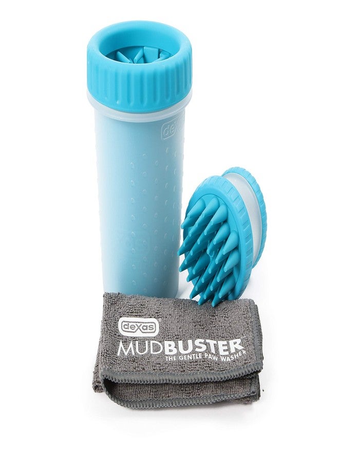 Dexas MudBuster Portable Pet Cleaning Kit with Dog Paw Washer, Pet Bathing Brush, Microfiber Towel, Medium, Blue - Image 1