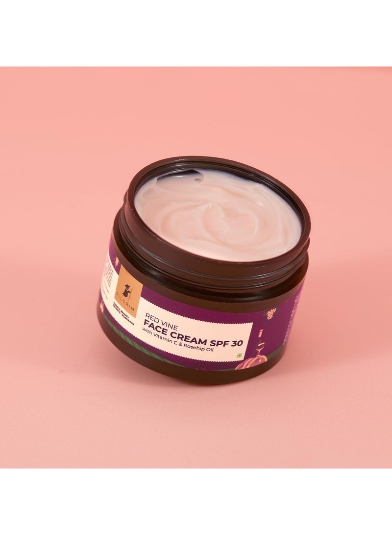 PILGRIM French Red Vine Face Cream with SPF 30 Sunscreen, Rosehip Oil & Vit C For Anti Ageing, Sun Protection PA+++, Men & Women, 50g - Image 2