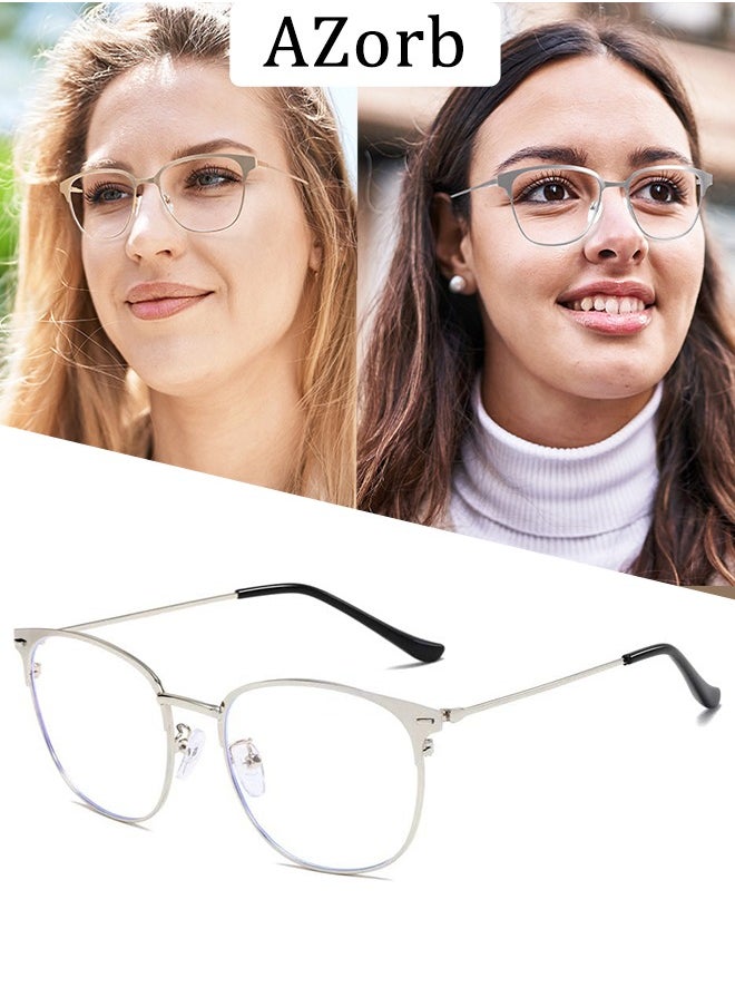 AZorb Semi rimless Blue Light Glasses for Men Women Metal Frame Eyeglasses Computer Gaming Reading Glasses for Men Ladies Anti Blue Light Blocking Eye Glasses Anti UV Radiation Eyewear  - Image 1