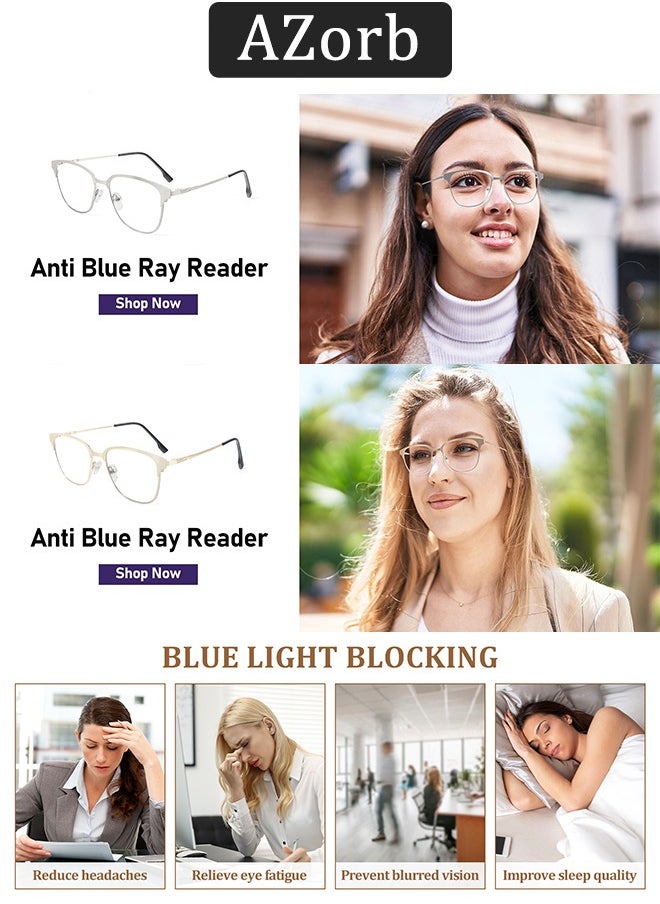 AZorb Semi rimless Blue Light Glasses for Men Women Metal Frame Eyeglasses Computer Gaming Reading Glasses for Men Ladies Anti Blue Light Blocking Eye Glasses Anti UV Radiation Eyewear  - Image 3