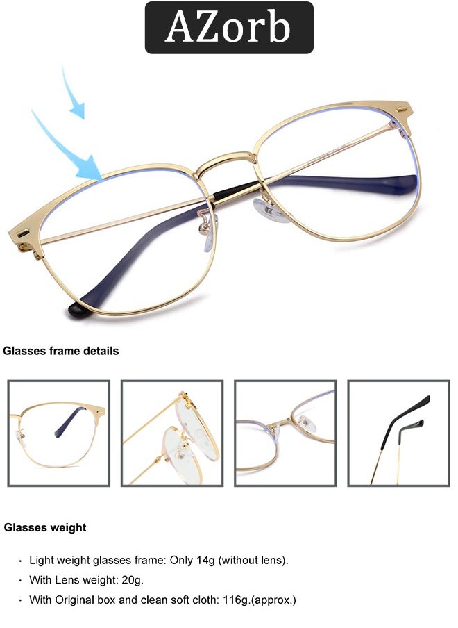 AZorb Semi rimless Blue Light Glasses for Men Women Metal Frame Eyeglasses Computer Gaming Reading Glasses for Men Ladies Anti Blue Light Blocking Eye Glasses Anti UV Radiation Eyewear  - Image 4