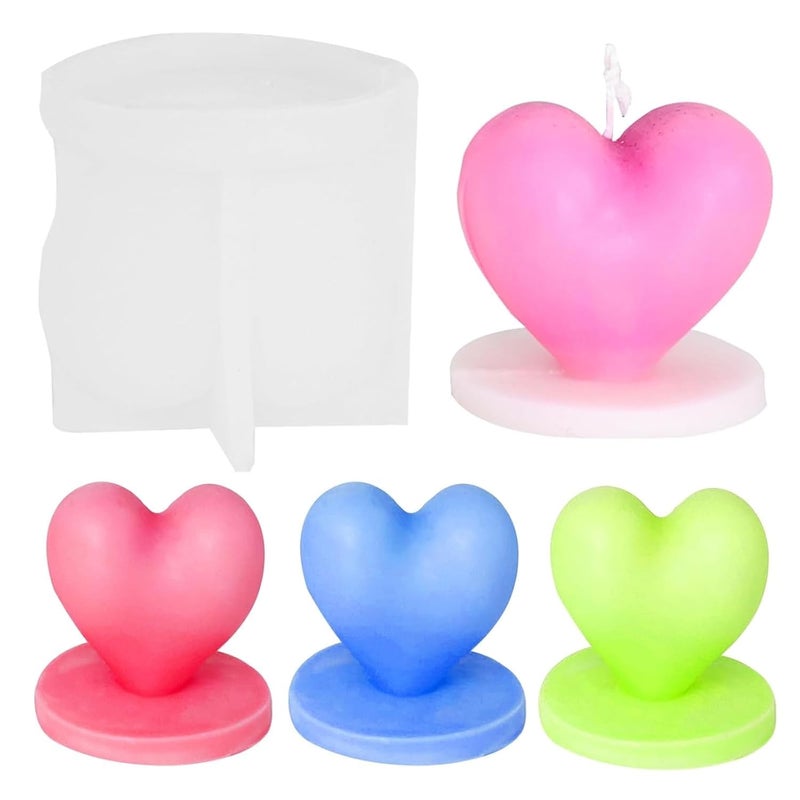 SOFTCREATO 3D Heart Shaped Candle Molds for Candle Making I 3D Fondant Silicone Heart Shape with Base Scented Wax Mould I Succulent Molds Handmade Candles Making for Mousse Dessert Soap Cake DIY Decorating 1pc