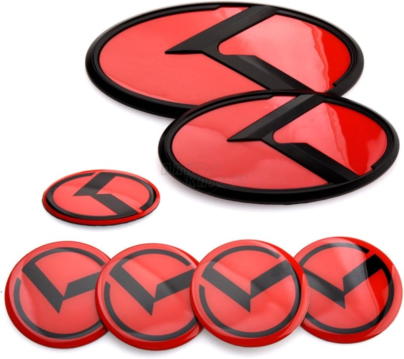 ARKOSKNIGHT 7PCS Vintage K Emblem Set for Auto Accessories (Red Black) - Image 1