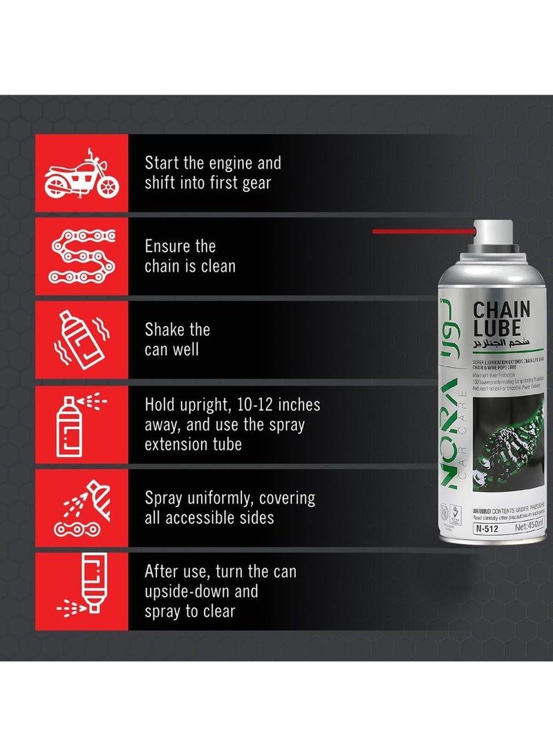 Nora Chain Lube Spray 450ml - Anti-Rust, Long-Lasting Lubrication  - Image 4