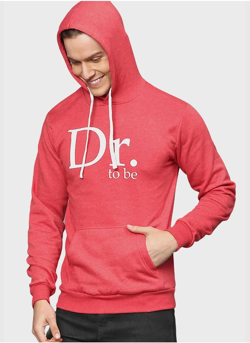 Campus Sutra Front Pocket Printed Hoodie