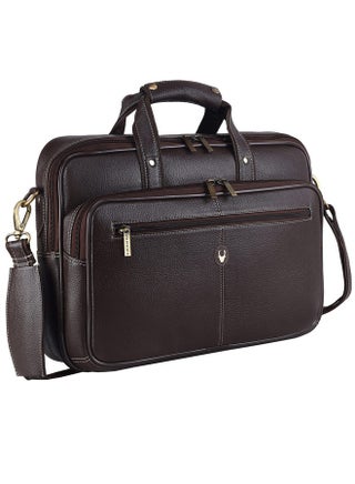 WildHorn Leather 15 Inch Laptop Messenger Bag For Men, Padded Laptop Compartment, Carry Handles With Adjustable Strap, Dimension : L-15.5 Inch W-3.5 Inch H-11.5 Inch, Brown - pzsku/Z03340C51742348956485Z/45/_/1737720993/c53e28f5-6e7d-4726-93fa-3fd249d72e5a