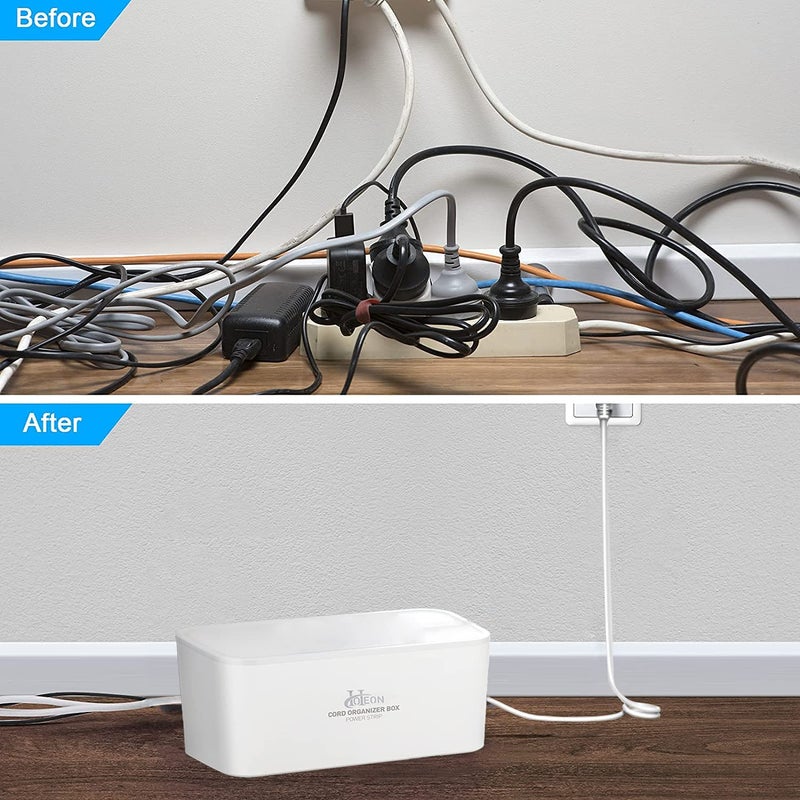 Hoteon Extension Board with Cable Management Box Hoteon Power Strip Plus Cord Organizer Box with Reset 2500W10A 5 Universal Sockets and 3nos 5V31A Fast Charge USB Ports 2M Surge Protector3 PIN - Image 3