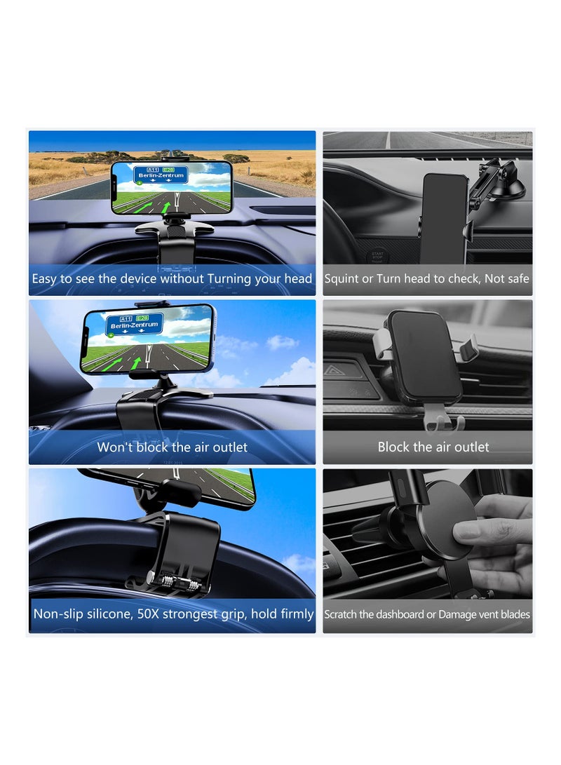 SYOSI 360 Degree Rotation Cell Phone Holder, Dashboard Car Clip Mount Stand Versatile Rotation Phone Holder Car Phone Holder with Clip Mount Car Interior Cell Phone Holder for 4 to 7 inch Smartphone (Black) - Image 5