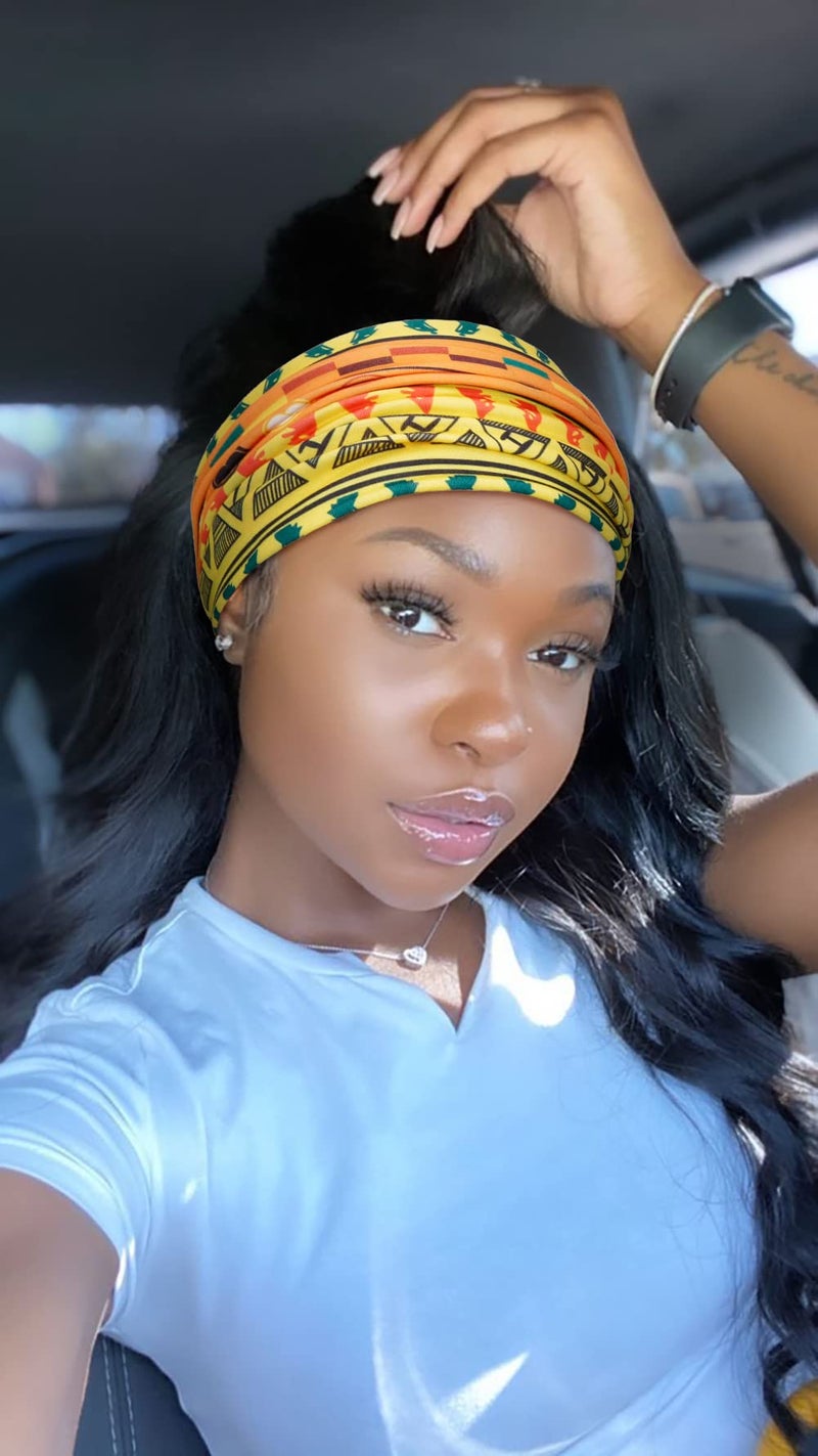 Huachi Wide Headbands for Women Boho Workout Head Bands for Women’s Hair African Knotted Non Slip Headwrap Turban Sport Yoga Girls Bandeau Hair Accessories (Pack of 4) - Image 5