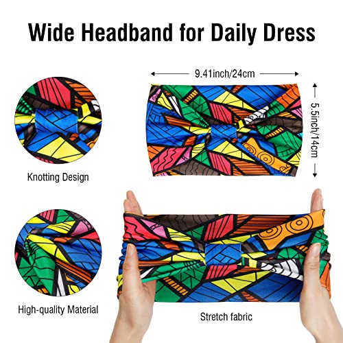 Huachi Wide Headbands for Women Boho Workout Head Bands for Women’s Hair African Knotted Non Slip Headwrap Turban Sport Yoga Girls Bandeau Hair Accessories (Pack of 4) - Image 3