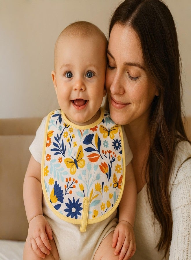 Adhigams Floral 100% Organic Cotton Baby Bibs Set of 2 | Soft Washable Feeding Bib & Apron for newborn Boys & Girls | Waterproof, Adjustable Drool Bibs & Baby Shower Gift Essentials - Image 2