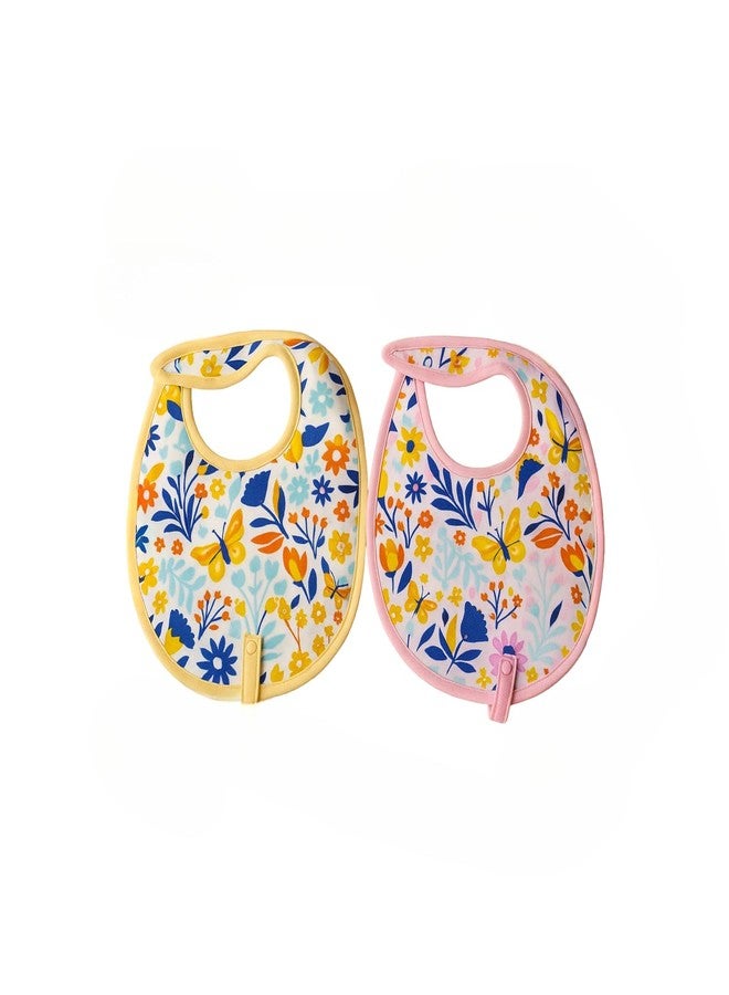 Adhigams Floral 100% Organic Cotton Baby Bibs Set of 2 | Soft Washable Feeding Bib & Apron for newborn Boys & Girls | Waterproof, Adjustable Drool Bibs & Baby Shower Gift Essentials - Image 1