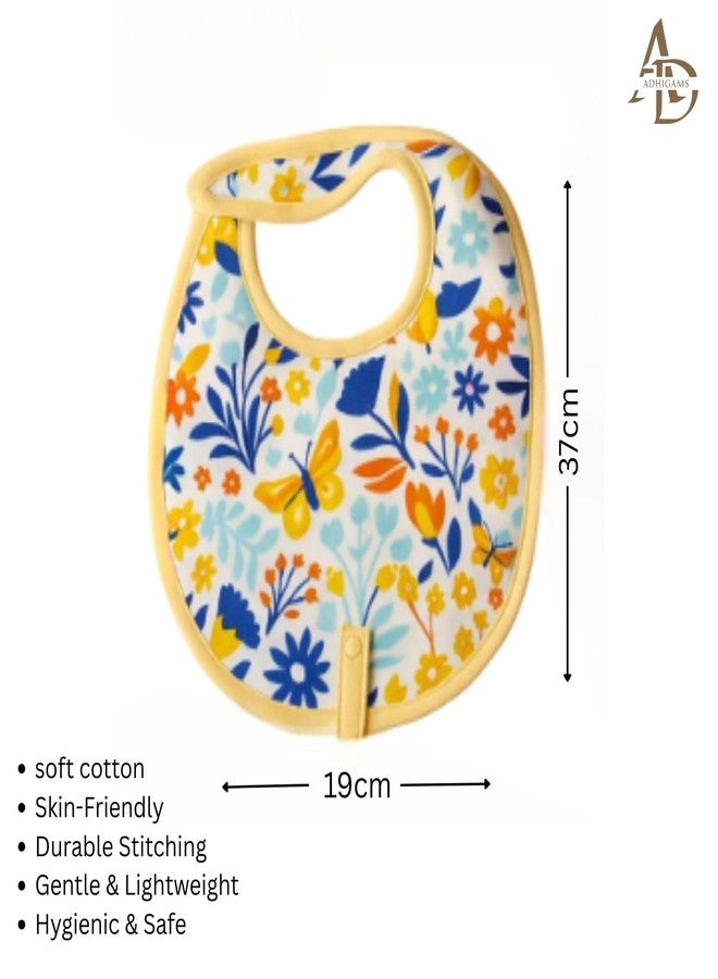 Adhigams Floral 100% Organic Cotton Baby Bibs Set of 2 | Soft Washable Feeding Bib & Apron for newborn Boys & Girls | Waterproof, Adjustable Drool Bibs & Baby Shower Gift Essentials - Image 4