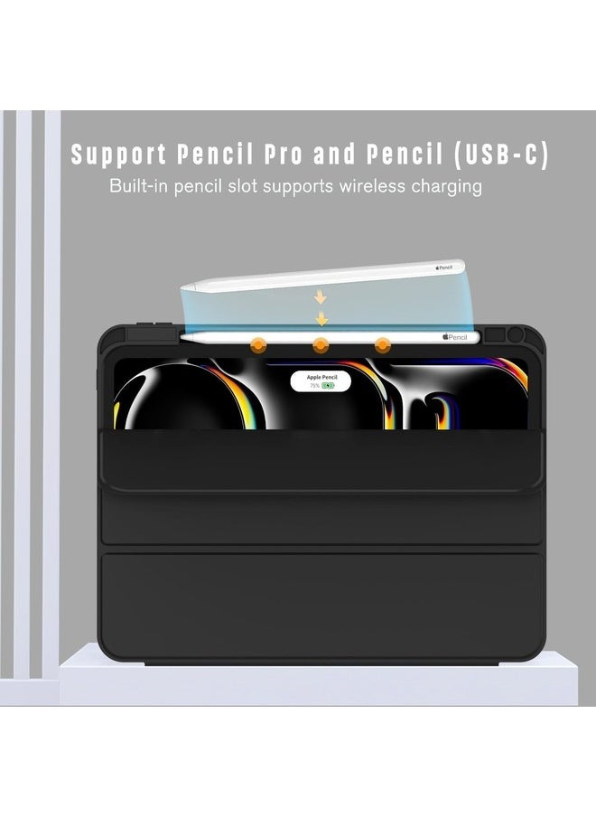 2024 iPad Pro 13 Inch Smart Case – Black with Pencil Holder, Touch ID Support, and Auto Wake/Sleep Function