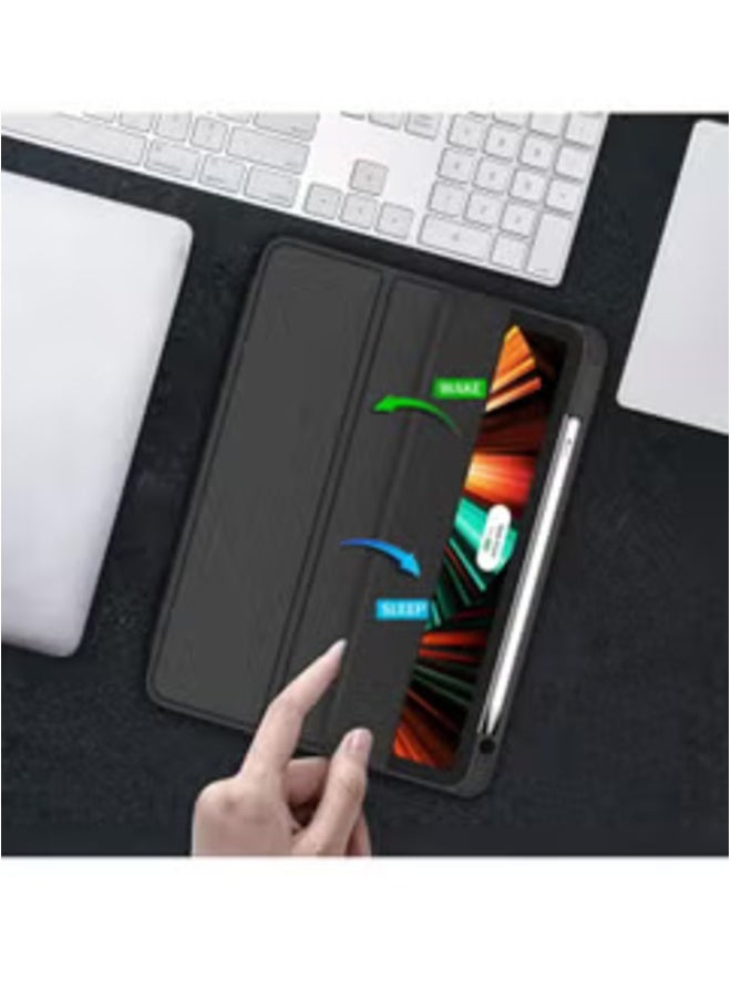 2024 iPad Pro 13 Inch Smart Case – Black with Pencil Holder, Touch ID Support, and Auto Wake/Sleep Function