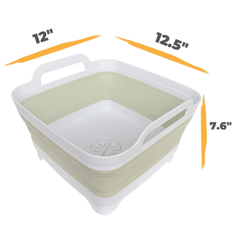 GIMWA Collapsible Wash Basin for Baby Bottles - 2.4 Gallons Portable Wash Bin for RV Camping Sink, Space-Saving Dish Tub (Green) - Image 2