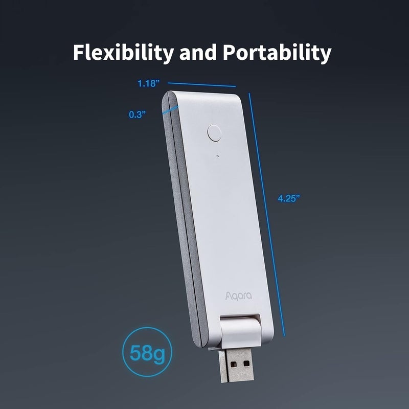 أكارا محور أقرا الذكي E1 (يتطلب شبكة واي فاي 2.4 جيجاهرتز)، يعمل بمنفذ USB-A، حجم صغير، Zigbee 3.0، يدعم HomeKit و Alexa و Google Assistant و IFTTT - Image 2