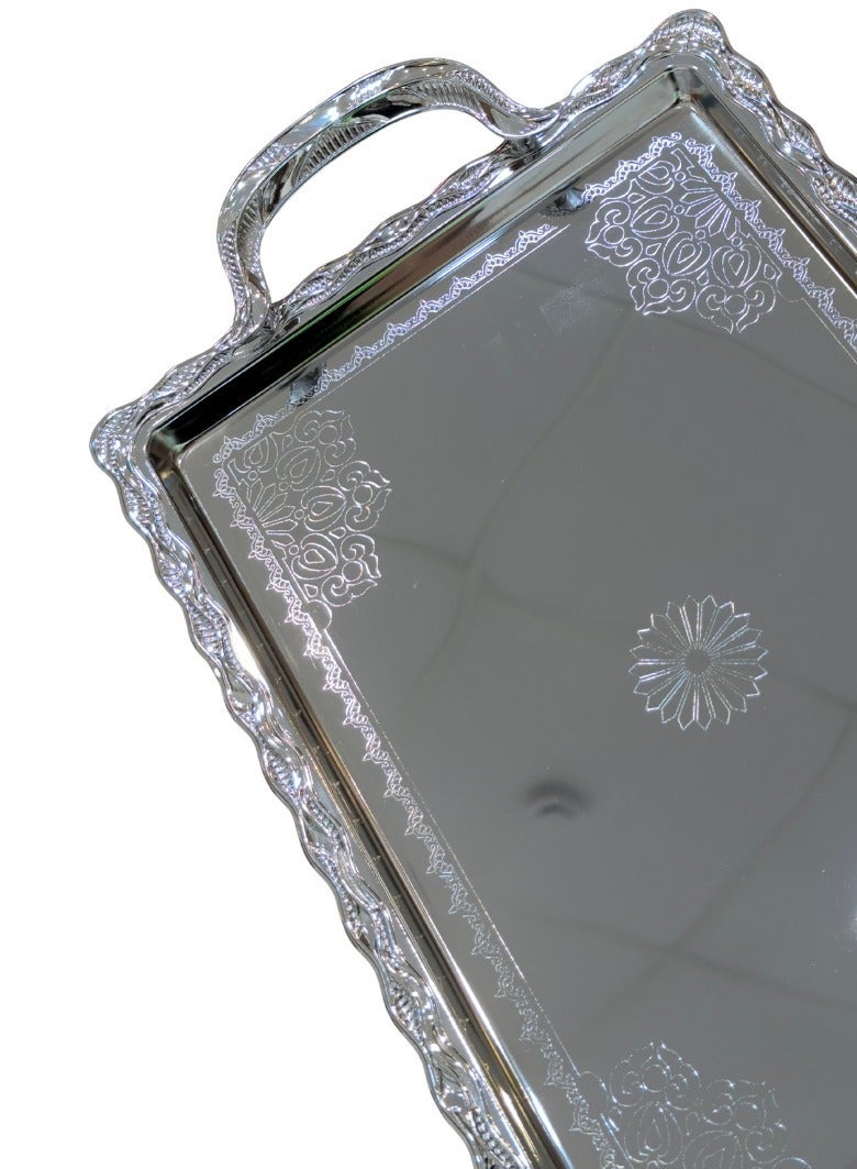 AL-GANNAS 3 Pieces Serving Tray Set | Wide Sizes | Modern Design | Silver - Image 3