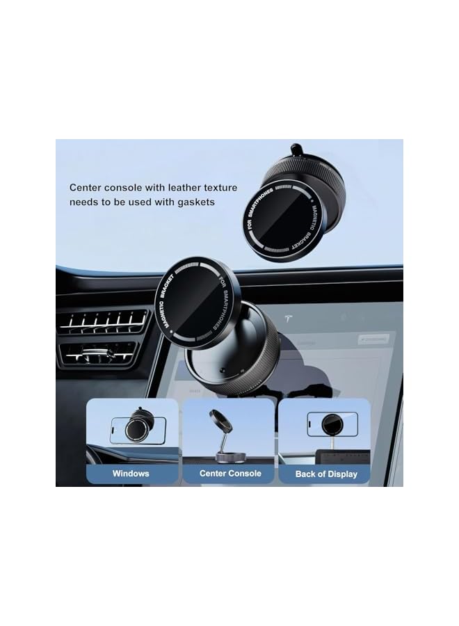 S-TOP Magnetic Car Phone Holder, 360° Adjustable Vacuum Suction Car Mount with Foldable Design, Rotatable Vacuum Suction for Car, for all Phones(White) - Image 2