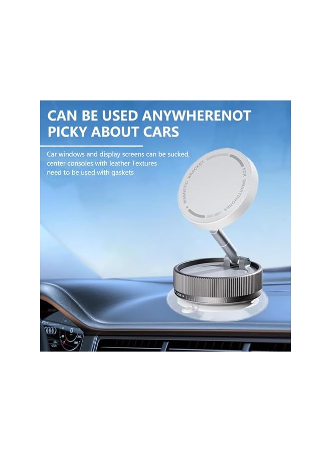 S-TOP Magnetic Car Phone Holder, 360° Adjustable Vacuum Suction Car Mount with Foldable Design, Rotatable Vacuum Suction for Car, for all Phones(White) - Image 4