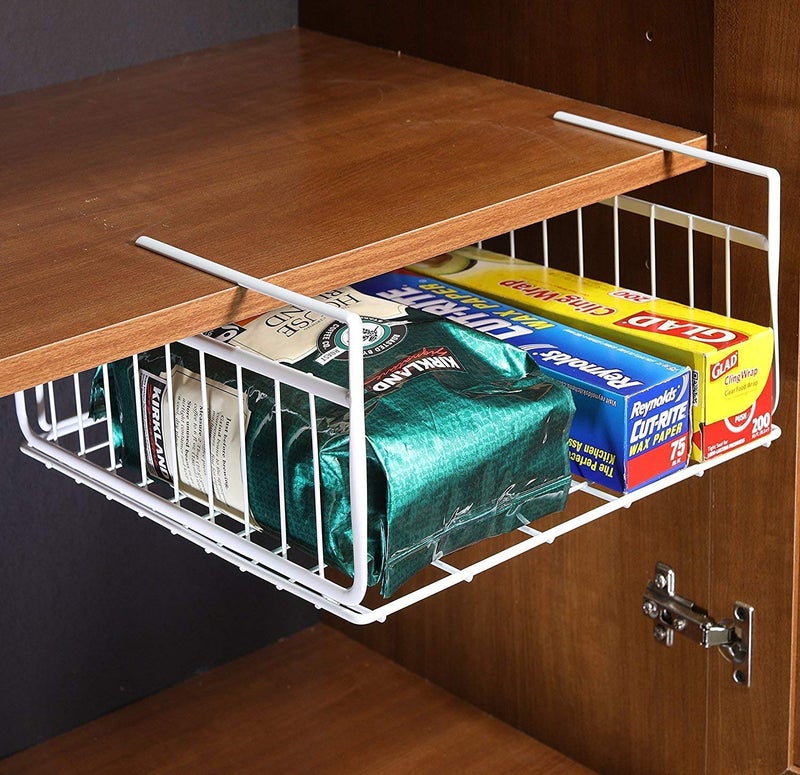 Eitheo EITHEO Under Shelf Storage Basket - Maximize Kitchen Space with Powder Coated Under Cabinet Storage Organizer | 12 Inch (Pack of 1) - Image 4
