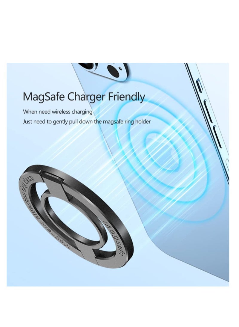 Magnetic Phone Ring Holder Adjustable Zinc Alloy Compatible with Magsafe iPhone 14 13 12 Series and Magnetic Cases Black - Image 5