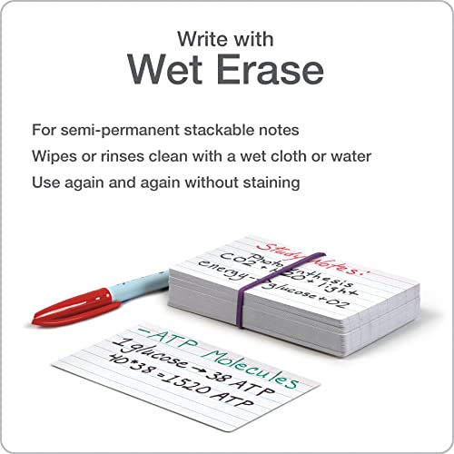 Oxford Dry Erase Index Cards, 3x5 Ruled, Reusable Flash Cards, Double Sided Dry & Wet Erase Cards for Gaming, Study or Vocabulary, 100-Pack (63512) - Image 5