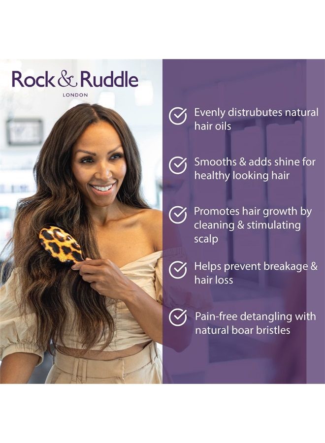 Rock & Ruddle Natural Mixed Boar Bristle Hair Brush for Women and Kids (Large 8.3") - Perfect for Wet or Dry Hair, Detangling Smoothing Blowdrying - Designed & Made in UK - White Shimmer Design - Image 2