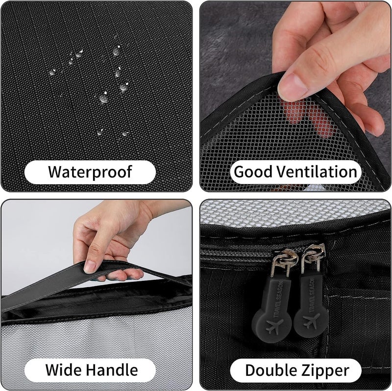 TOCINGO 7 pc / 6 pc Travel Oraganizer Packing cubes kit, Sapace Saver Multi use Bag for Men and Women, Clothes packing cubes for travel, Cupboard Oraganizer cubes (6 POUCH-BLACK) - Image 2