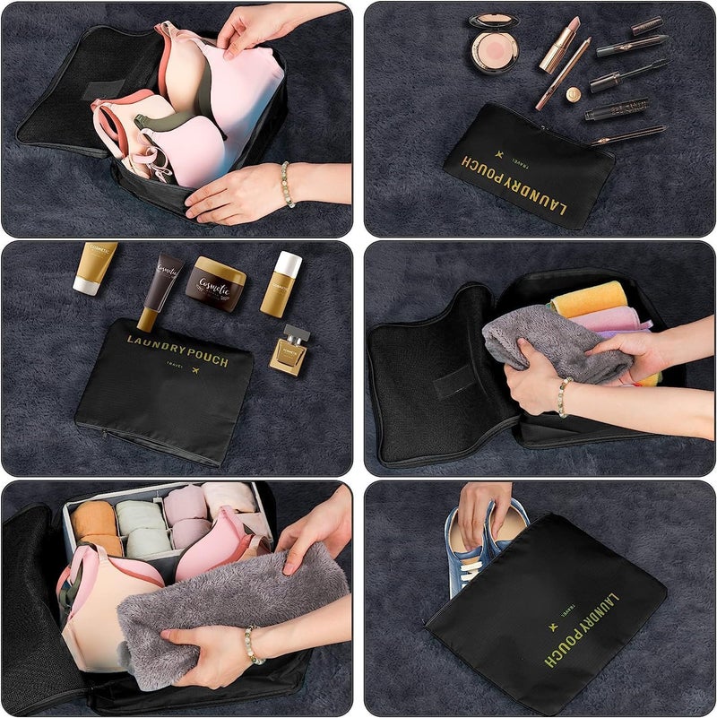 TOCINGO 7 pc / 6 pc Travel Oraganizer Packing cubes kit, Sapace Saver Multi use Bag for Men and Women, Clothes packing cubes for travel, Cupboard Oraganizer cubes (6 POUCH-BLACK) - Image 3