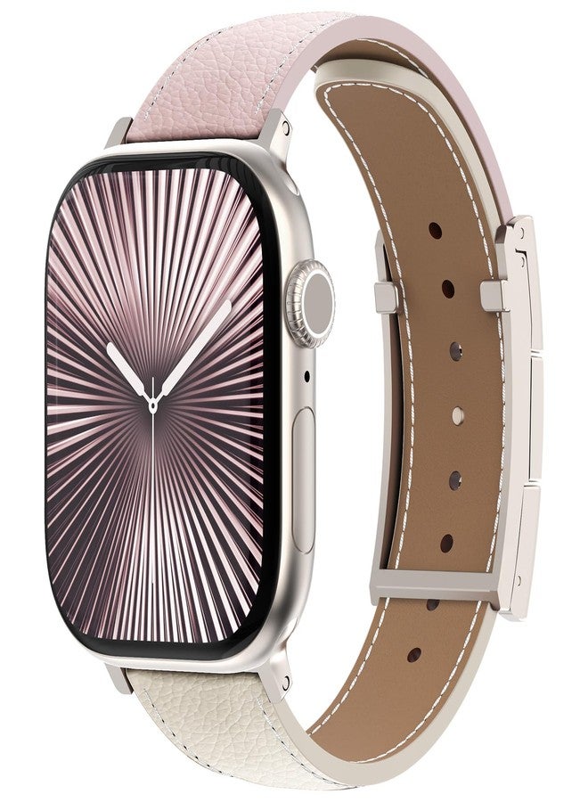 CHANCHY Leather Magnetic Watch Band Compatible with Apple Watch Bands 40mm 38mm 41mm 42mm 44mm 45mm 46mm, Top Grain Leather Dressy Band for Women Men iWatch Ultra SE Series 10/9/8/7/6/5/4/3/2/1 - Image 2