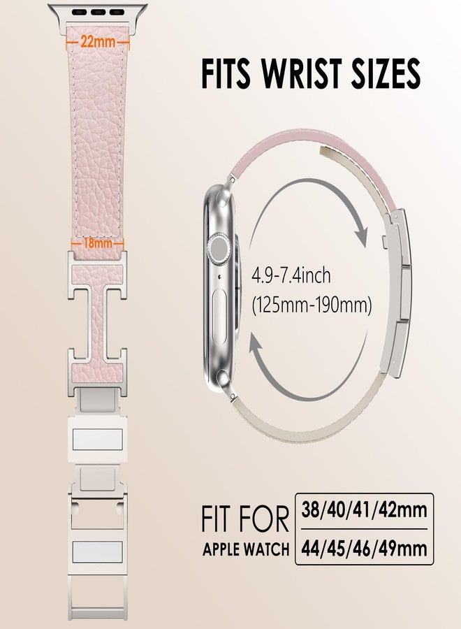 CHANCHY Leather Magnetic Watch Band Compatible with Apple Watch Bands 40mm 38mm 41mm 42mm 44mm 45mm 46mm, Top Grain Leather Dressy Band for Women Men iWatch Ultra SE Series 10/9/8/7/6/5/4/3/2/1 - Image 5