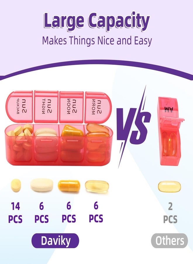Daviky Pill Organizer 4 Times a Day Purple - Image 2