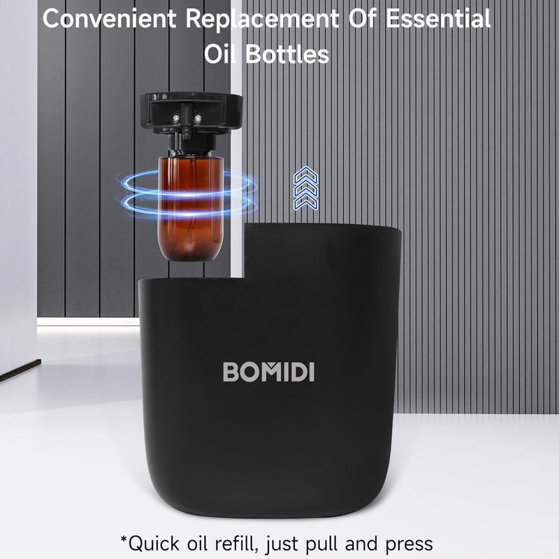 BOMIDI Smart Waterless Aroma Diffuser - Bluetooth Essential Oil Diffuser for Home & Office, Mist-Free Safe for Kids/Pets, 90m³ Coverage, 3 Intensity Modes - Black - Image 5