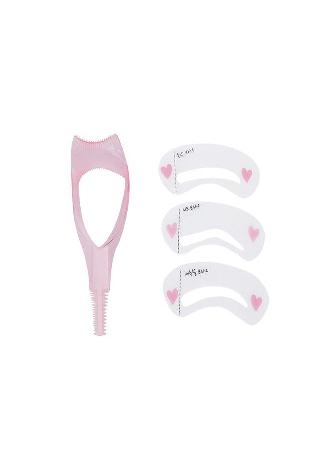 Gugzy 3 Pcs multi function Style Eyebrow Grooming Reusable Stencil Template Make Up Shaper + Mascara Applicator Comb Guide Eyelash Brush Curler combo - Image 3